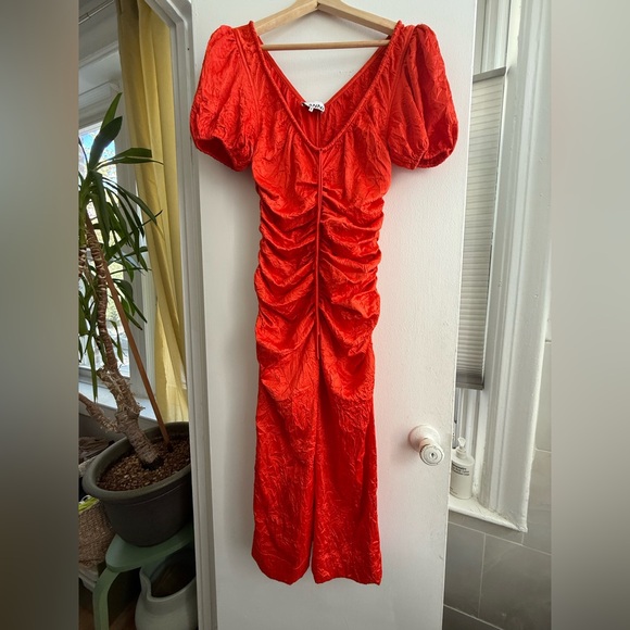 Ganni Vibrant Red Midi Dress - Picture 1 of 3